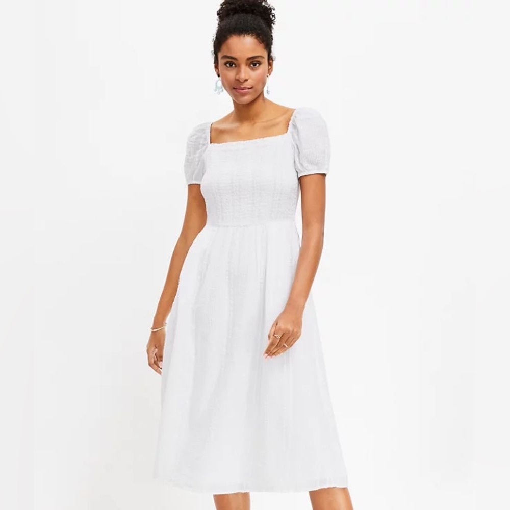 Ann Taylor Loft White Midi Dress